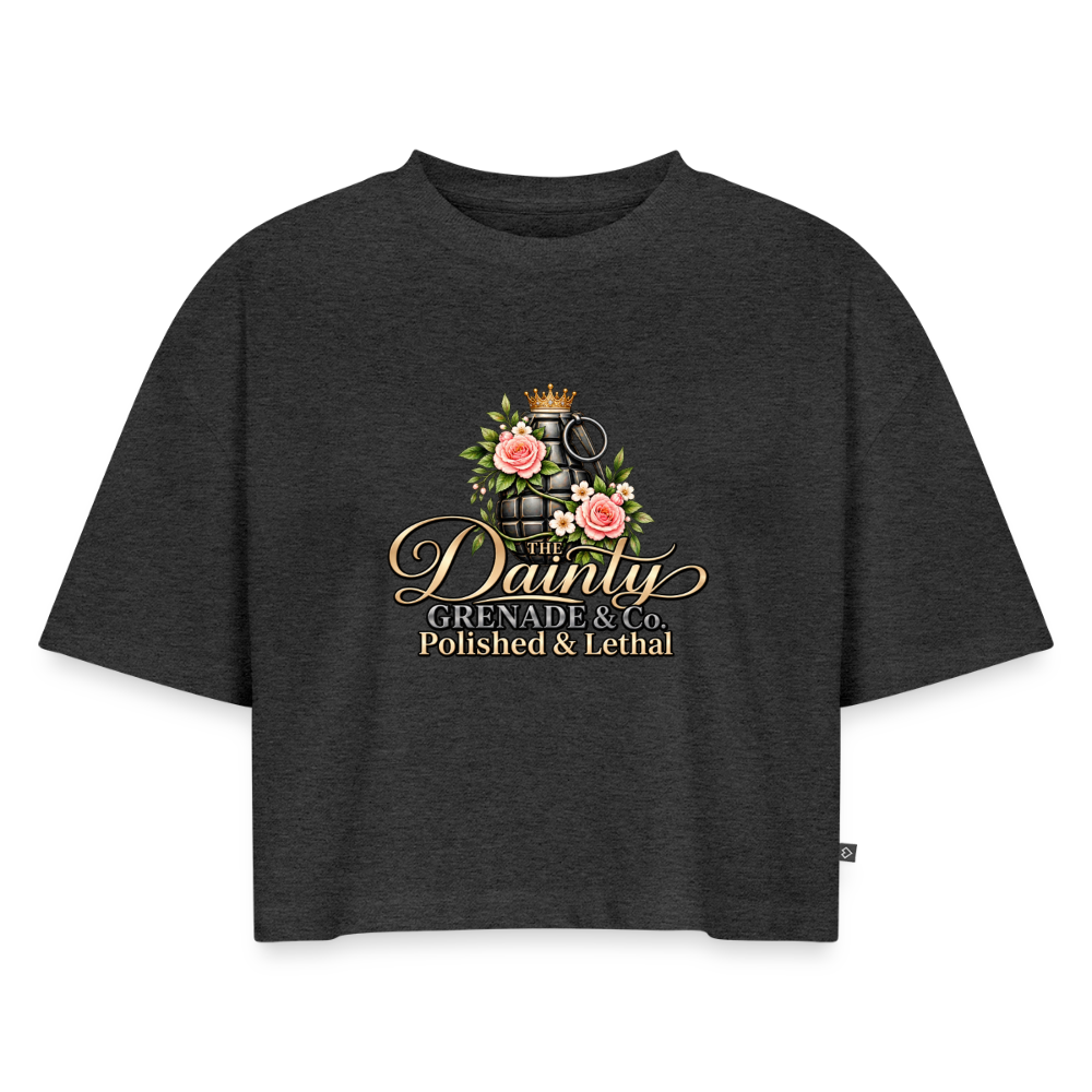 Women's Oversized Organic Cropped T-Shirt - heather anthracite