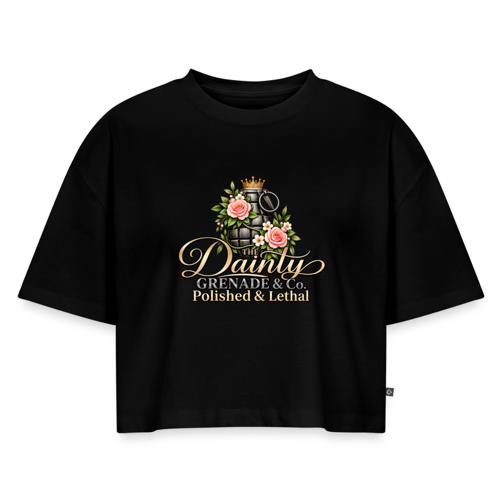 Women's Oversized Organic Cropped T-Shirt - black